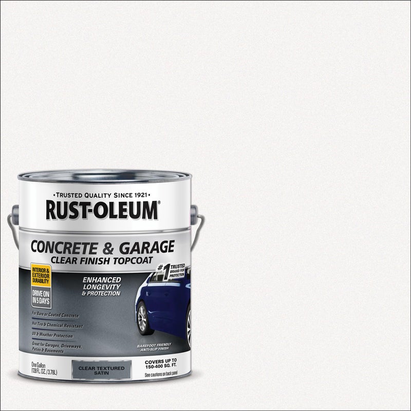 رست أوليوم طلاء علوي شفاف من Rust-Oleum 380896 للخرسانة والجراج، جالون، شفاف من الساتان - Image 2